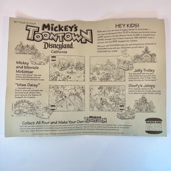 90s Burger King Disney Parade Wind Ups & Toontown Map Kids Club Toys | 1991 1993 - Picture 8 of 8
